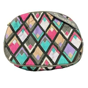 Oscar de la Renta Colorful Quilted Geometric Makeup Bag Top Zip Cosmetic Pouch